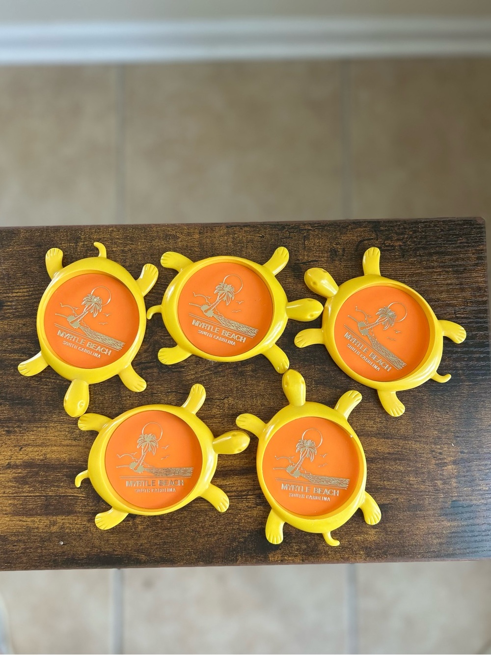 Vintage Myrtle Beach SC Turtle Drink Coasters Set Souvenir